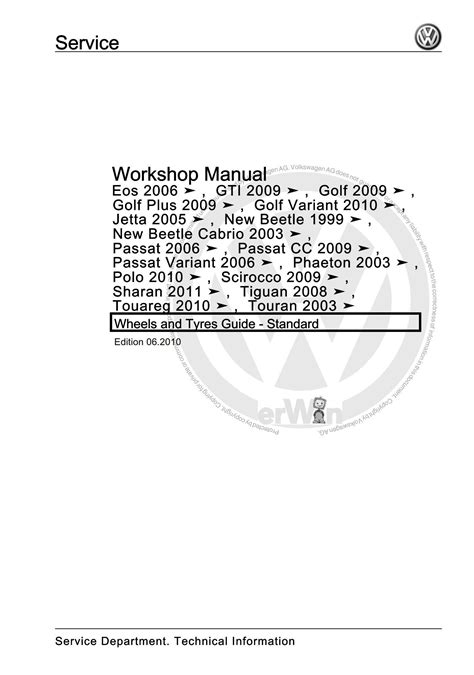 Volkswagen Tiguan 2008 Workshop Manual Wheels And Tyres Guide