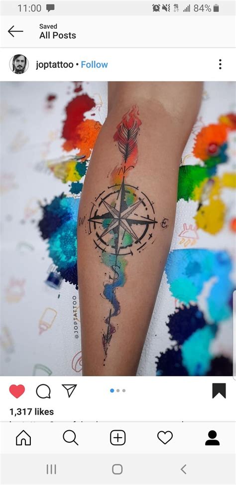 Watercolor Compass Tattoo