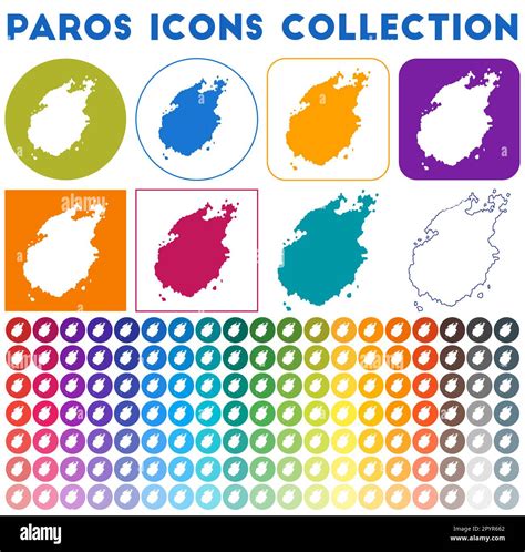 Paros Icons Collection Bright Colourful Trendy Map Icons Modern Paros