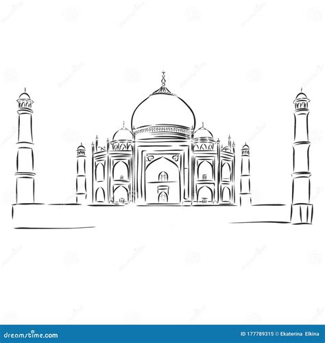 Free Hand Sketch Collection Taj Mahal Agra India Vector