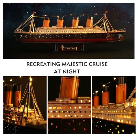 3D Puzzles For Adults LED Titanic Ship Model 266pcs Cruise Jigsaw Toys