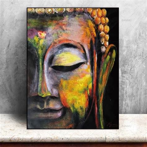 Wall Art Pictures Canvas Painting Vivid Buddha Face On Canvas Home