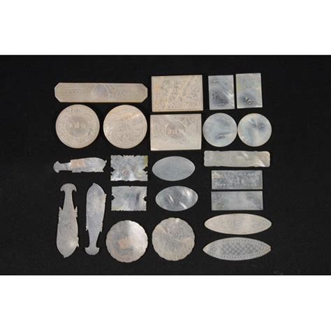 Chinese Carved Mother Of Pearl Gaming Tokens