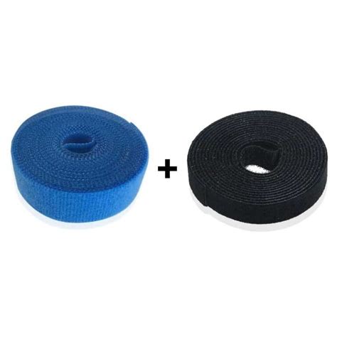 Velcro Organizador Fios Dupla Face Mm X Mts Preto Azul