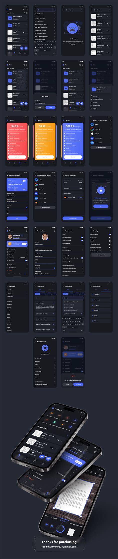 ProScan Document PDF Scanner App UI Kit Behance