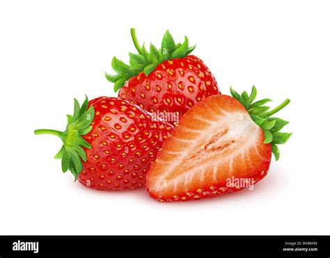 Strawberry isolated. Two and a half strawberries isolated on white ...