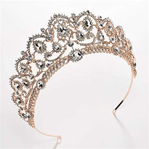 Sweetv Rose Gold Wedding Tiaras And Crowns For Women Rhinestone Queen