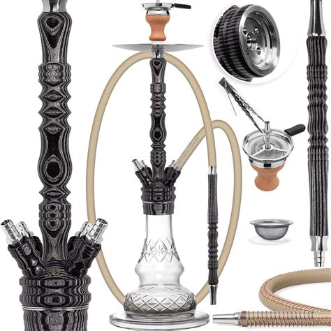 Dilaw Tripol Shisha Set Holz Edelstahl Black Cm Hookah V A Big Size