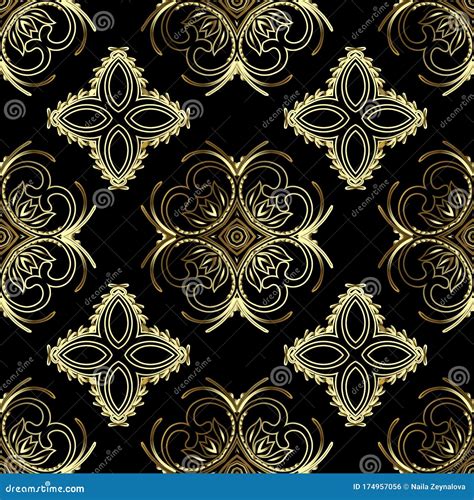 Vintage Gold Floral Seamless Pattern Vector Ornamental Damask