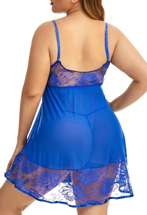 Plus Size Women Sexy Lingerie Chemise Babydoll Sleepwear Lace Dress G