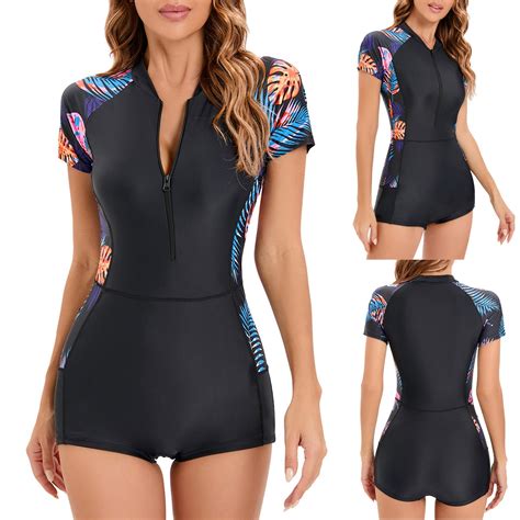 Pstuiky Swim Suits For Women 2024 Women Short Sleeve Swimsuits Sex