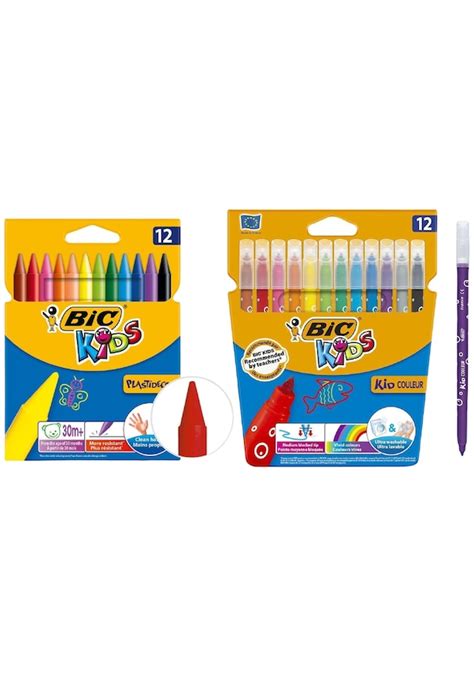 Bic Kids 2 li Boya Seti 12 li Keçeli Kalem ve Silinebilir Pastel Boya