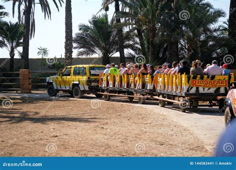 Safari Car With Tourists In Zoo Park Elche Spain Editorial Photo