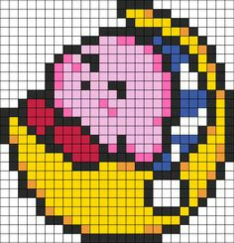 Bit Kirby Grid Pixel Art Kirby Perler Star Pixel Bead Patterns Beads