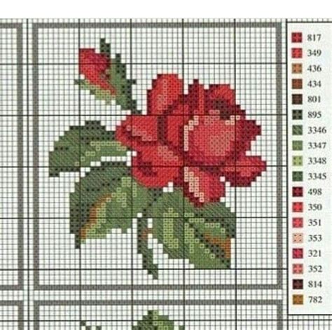 Cross Stitch Pattern With Red Roses