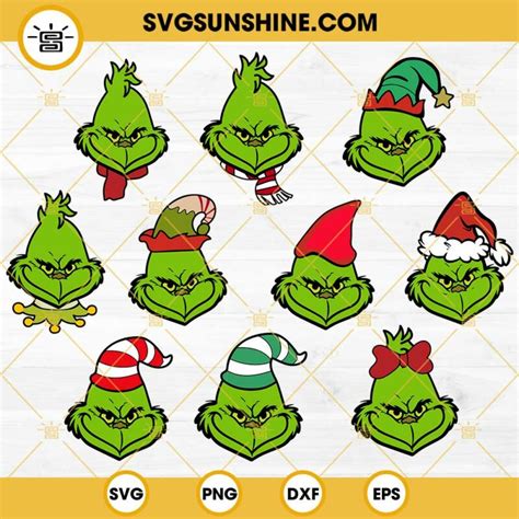 Grinch Face SVG Bundle Baby Grinch SVG Grinch Christmas SVG Grinch SVG