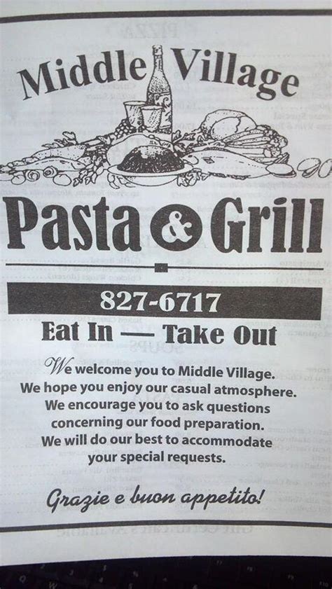 Menu at Middle Village Pasta & grill restaurant, Middleburgh, 334 Main St