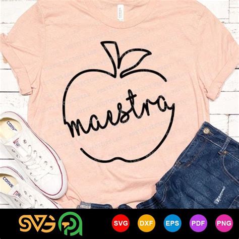 Maestra Svg Manzana Svg Spanish Teacher Svg In Teacher Shirt