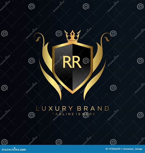 Rr Letter Initial With Royal Template Elegant With Crown Logo Vector