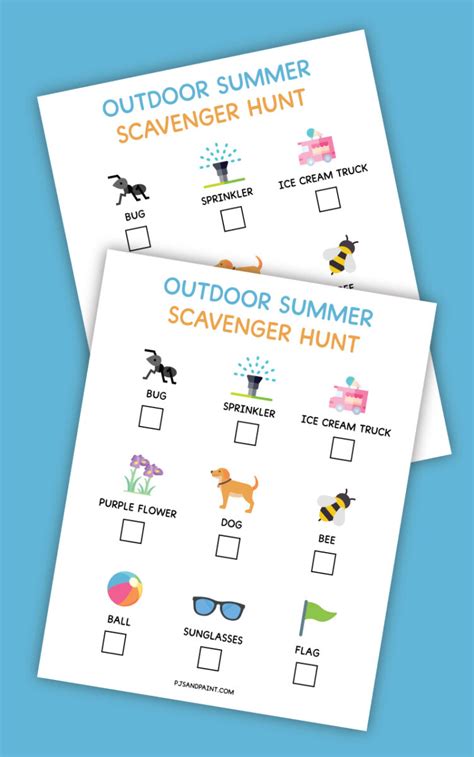 Free Printable Summer Scavenger Hunt Pjs And Paint