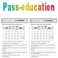 Le calendrier Ce1 Exercices PDF à imprimer