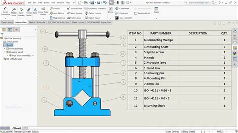 Solidworks Tutorial Insert Bill Of Materials BOM Into A Drawing In