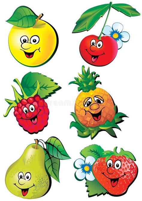 Funny Fruits Group Cartoon Illustration Stock Vector Illustration Of