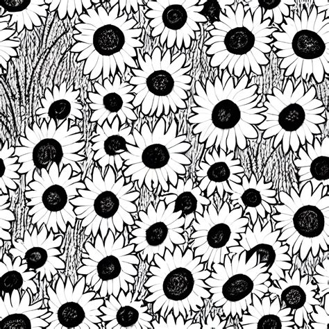 Coloriage D Illustration De Tournesols Doodle En Noir Et Blanc