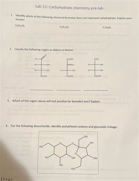 Solved Lab 13 Carbohydrate Chemistry Pre Lab 1 Identify