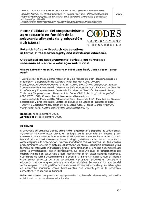 PDF Potencialidades del cooperativismo agropecuario en función de la