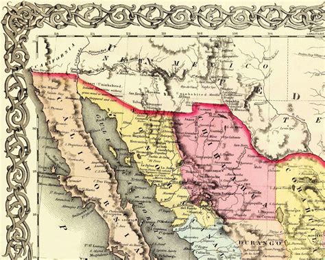 Historic Map Mexico Colton 1856 2875 X 23 Vintage Wall Art