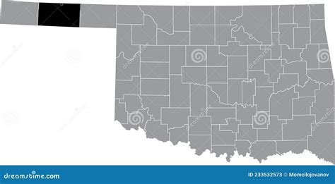 Location Map Of The Texas County Of Oklahoma Usa Stock Vector