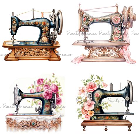 Vintage Sewing Machines Clip Art  Antique Sewing Machines Etsy