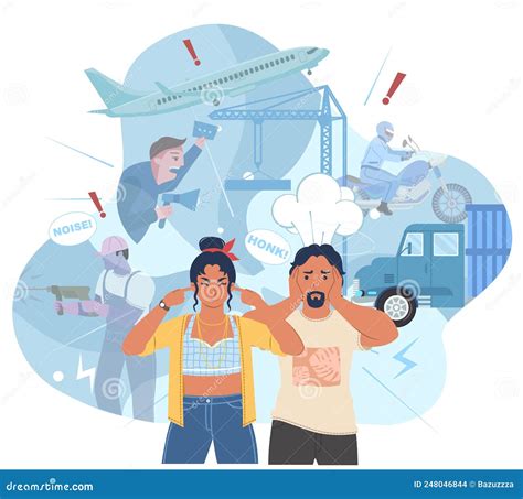 Noise Pollution Poster Vector Suffering Loud Sound Stock Illustration | CartoonDealer.com #248046844