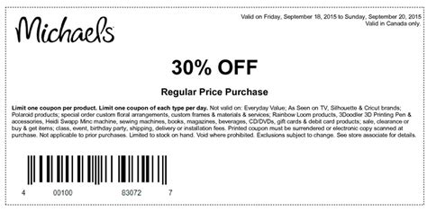 Michaels Canada Coupons Save 30 Off Your Regular Priced Purchase And