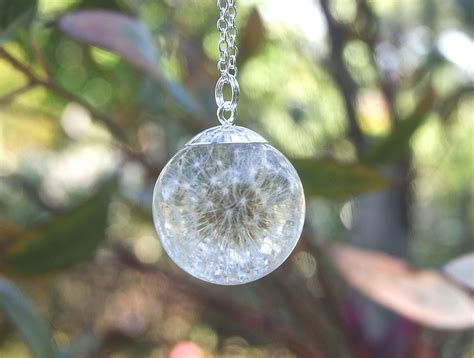 Dandelion Necklace Sterling Silver Resin Necklace Dandelion Jewellery