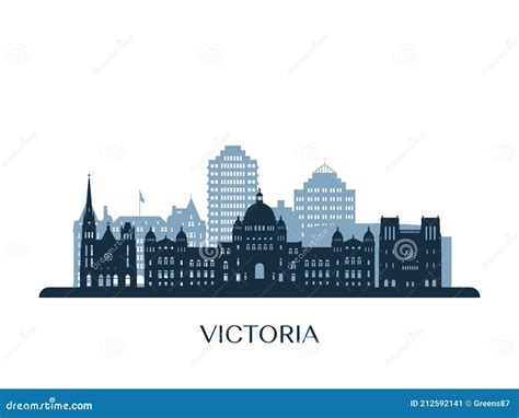 Victoria Skyline Monochrome Silhouette Stock Vector Illustration Of