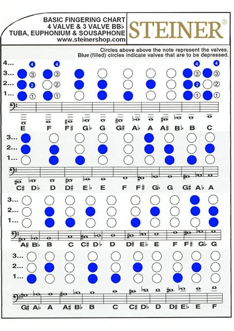 A Handy Basic Fingering Chart For Valve And Valve Bbb Tuba