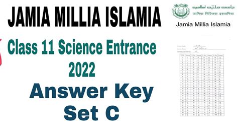 Jamia Millia Islamia Class Science Answer Key Jamia Class