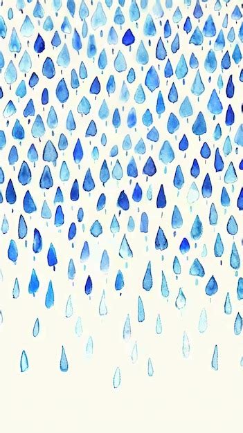 Blue Raindrops On White Premium AI Generated Image