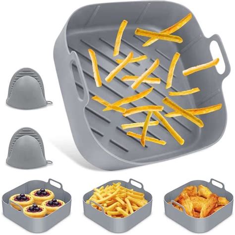 Moule Silicone Air Fryer 20 cm Panier à friteuse carré Panier en