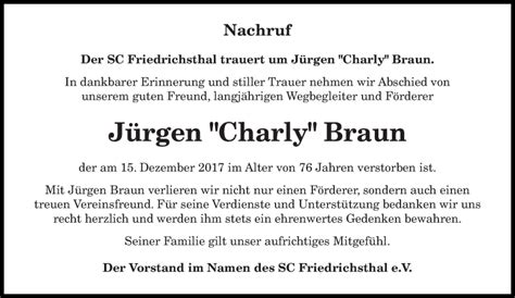 Traueranzeigen Von J Rgen Braun Saarbruecker Zeitung Trauer De