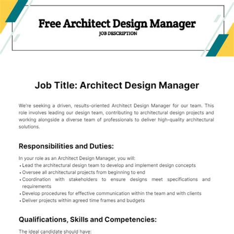 Free Architect Job Description Templates And Examples Edit Online