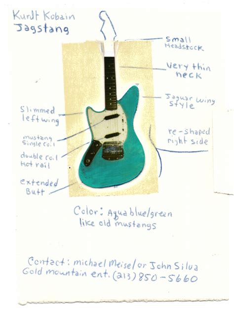 Kurt Cobain Fender Jag Stang Prototype And Original Drawing