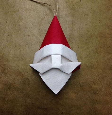 How To Fold An Origami Santa Claus Christmas Tree Ornament Origami Christmas Ornament