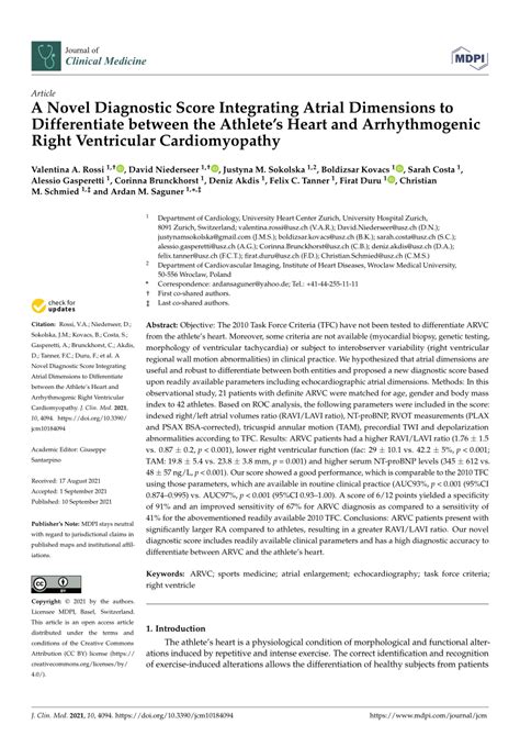 Pdf A Novel Diagnostic Score Integrating Atrial Dimensions To