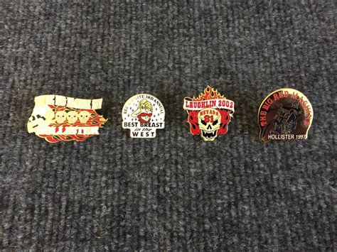 New 4 Hells Angels Pins Big Red Machine Hollister Laughlin Best