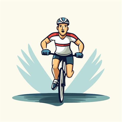 Premium Vector Cyclist Riding A Bike Vector Illustration In Cartoon Style