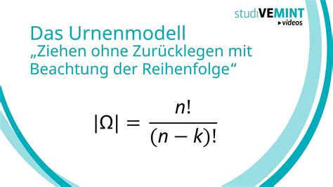 Das Urnenmodell Ziehen Ohne Zur Cklegen Mit Beachtung Der Reihenfolge