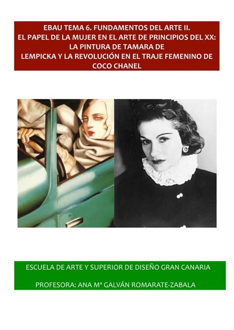 Ebau Fundamentos Del Arte Ii Tamara De Lempicka Y Coco Chanel Pdf